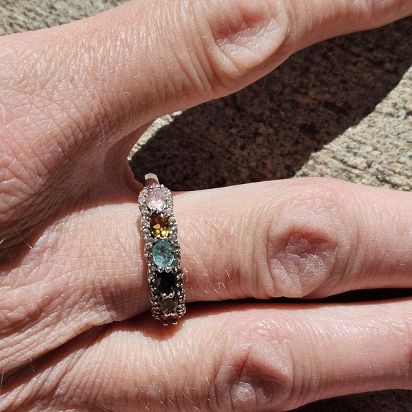 Beautiful Multicolor Tourmaline Ring in Sterling Silver Size 9 - Picture 6 of 9